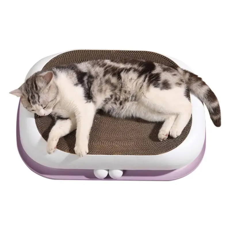 

Cat Scratch Pad Recycle Corrugated Scratcher Long-lasting Furniture 2 In 1 Oval Shape Cat Scratch Pad For Couch & Sofa Protector