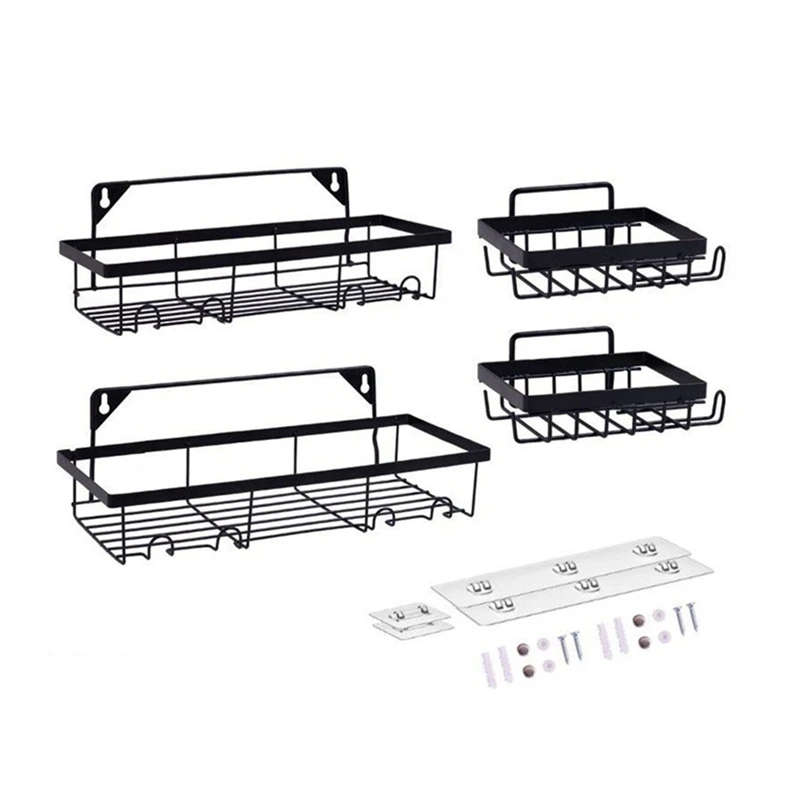 

Shower Organizer with Hooks Rustproof Bathroom Shower Shelf with Adhesives and Screws, Shower Racks for Kitchen Bedroom