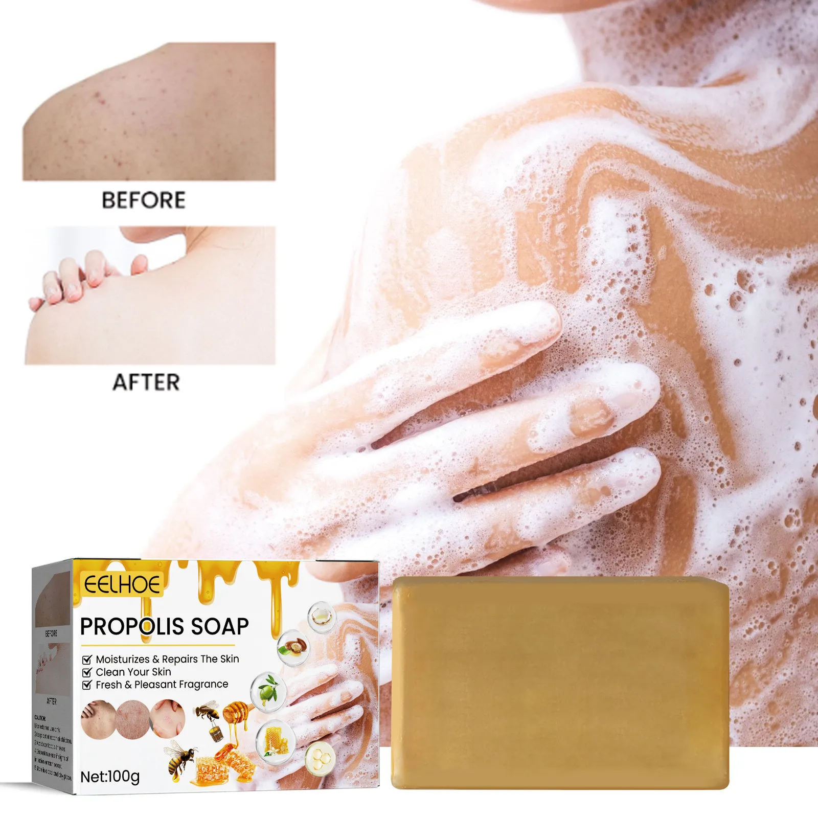 

Propolis Essential Oil Soap Honey Handmade Soap Propolis Moisturize Hydrating Clean Makeup Cleansing Soap Wholesale Hand Soap
