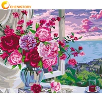 chenistory diy paint by numbers flower on canvas adults kits with frame acrylic paint scenery picture coloring by numbers decor