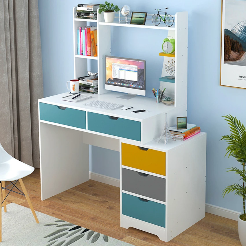 

Dormitory Study Desk Home Office Furniture Desktop Desk Table With Drawers Notebook Computer Bedside Desk Storage Organizer