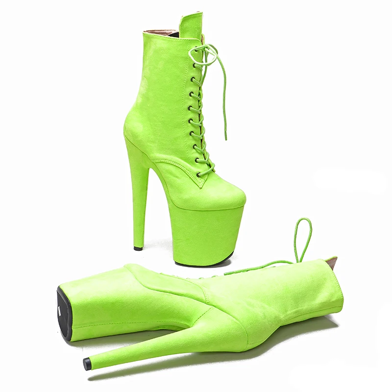 Leecabe Green Suede 20CM /8inch Pole dancing shoes High Heel platform Pole Dance boot