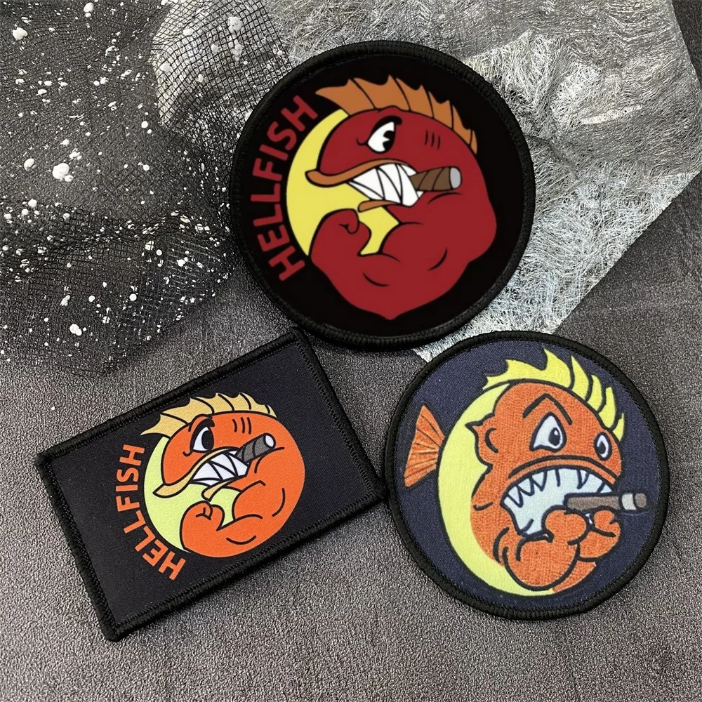Боевая нашивка на крючок и петля с принтом в виде хеллинской рыбы