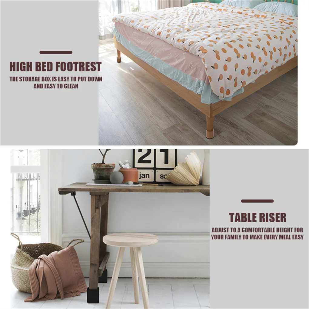 

4 Pieces Round Desk Leg Risers Stool Lifter Bedframe Blocks Protectors Household Dorm Living Room Furniture Accessories