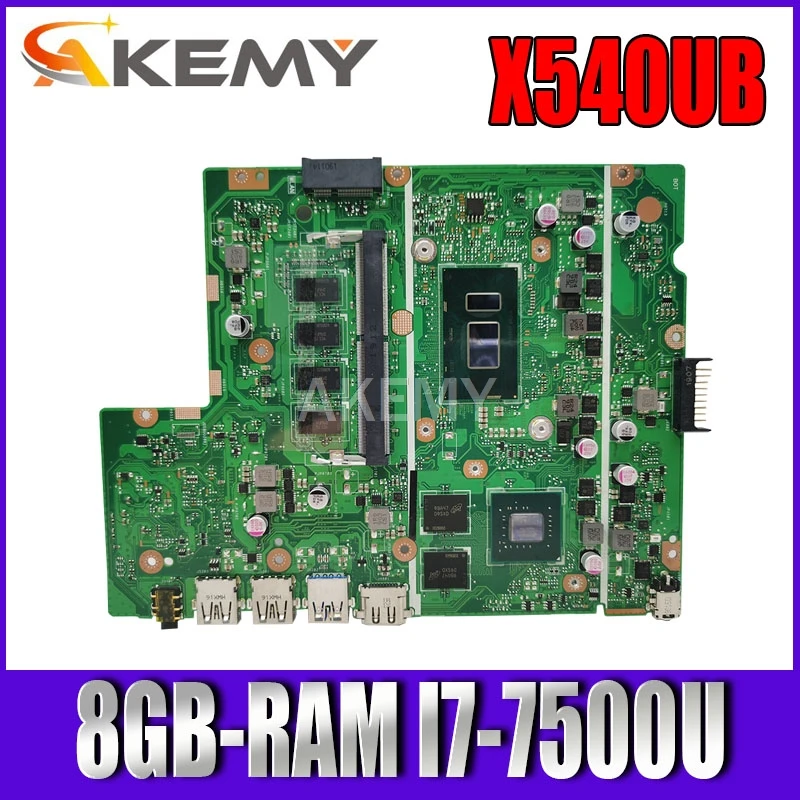 

Akemy X540UB Laptop motherboard for ASUS X540UB X540UV X540UBR original mainboard 8GB-RAM I7-7500U (V2G) 90NB0IM0-R00050