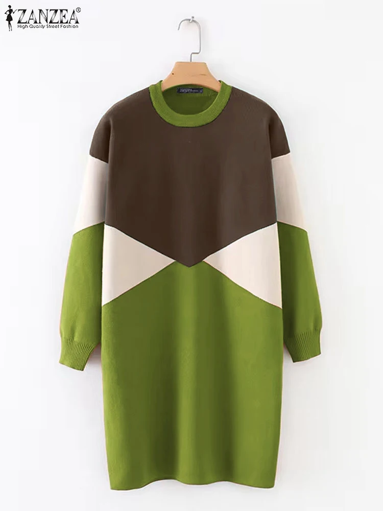 ZANZEA евро-американские платья с длинными рукавами женские повседневные цветные