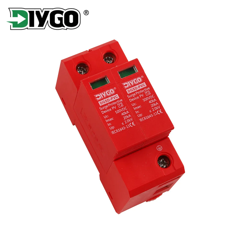 

Устройство защиты от перенапряжения постоянного тока SPD Lightning 20Ka ~ 40ka 2P 500 В 600 В 800 В 1000 В для солнечной системы Pv низковольтное устройство разрядника