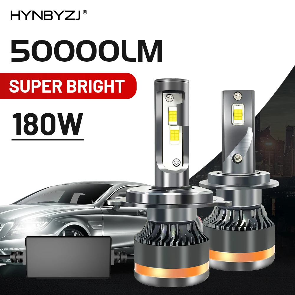 

HYNBYZJ H4 LED H7 Headlight 50000LM CSP Chip LED H1 H3 H11 H8 H9 9005 HB3 9006 HB4 180W 6000K Lamp Bulb Turbo Fog Light 12V