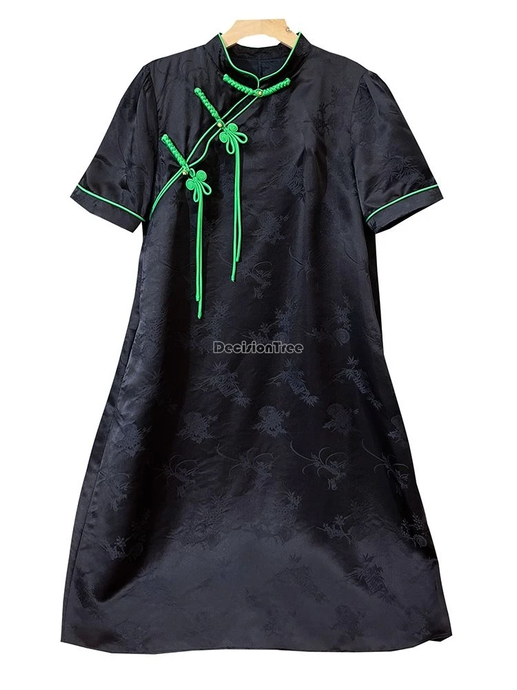 2024 китайское винтажное платье Ципао с принтом дисков и пуговицами модное новое