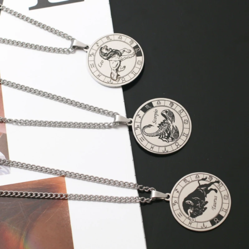 Серебряный цвет 12 созвездий зодиака стиль панк ретро Высококачественная
