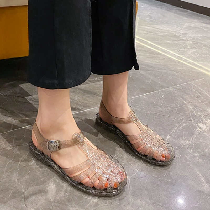 Plastic Sandals Women Summer Shoes Free Shipping Promotion Ladies Casual Flat Hollow Jelly Sandal Beach Shoes Sandalias De Mujer