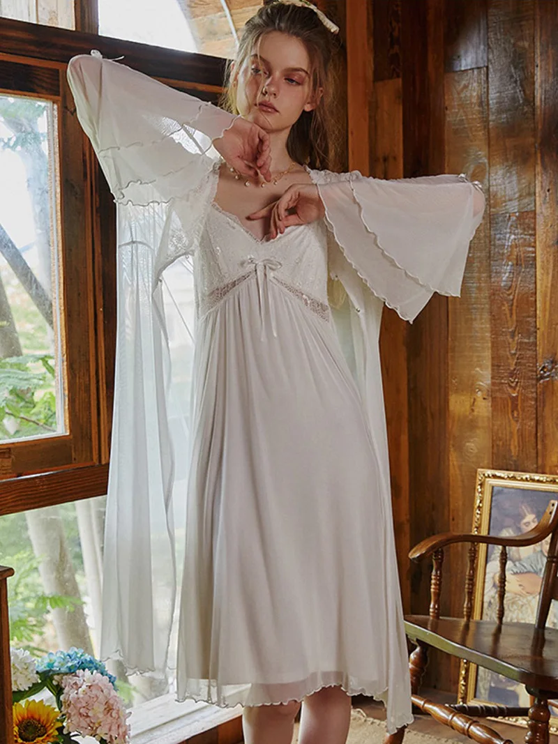 Женская свободная винтажная Пижама принцессы в викторианском стиле из модала и