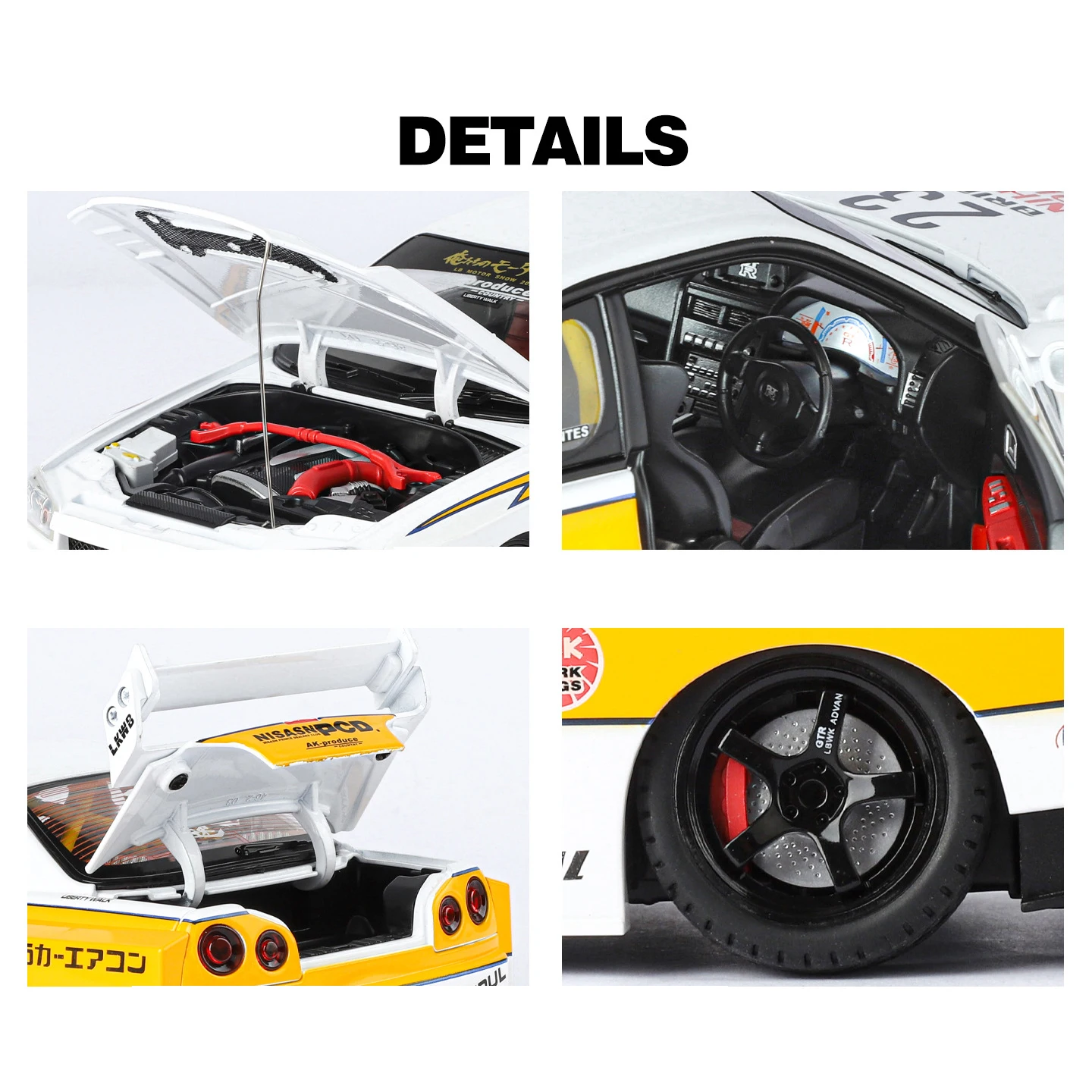 Фото 1:18 Nissan GTR R34 Skylin S15 LBWK Модель автомобиля из сплава Игрушечный автомобиль Литье под давлением металла Звук и свет Автомобиль Игрушки для детей Автомобиль №3