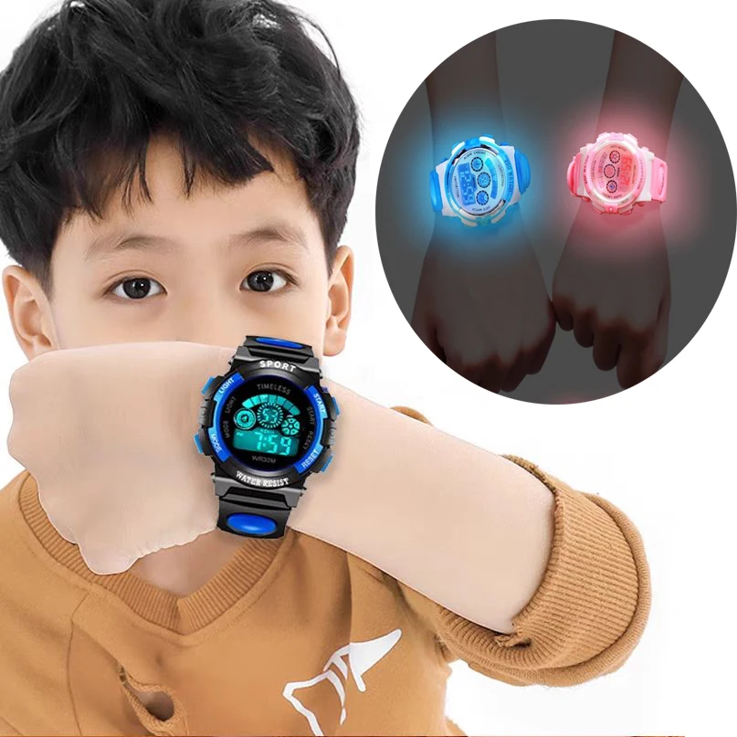Children's electronic watches color luminous dial life waterproof multi-function luminous alarm clocks watch for boys and girls