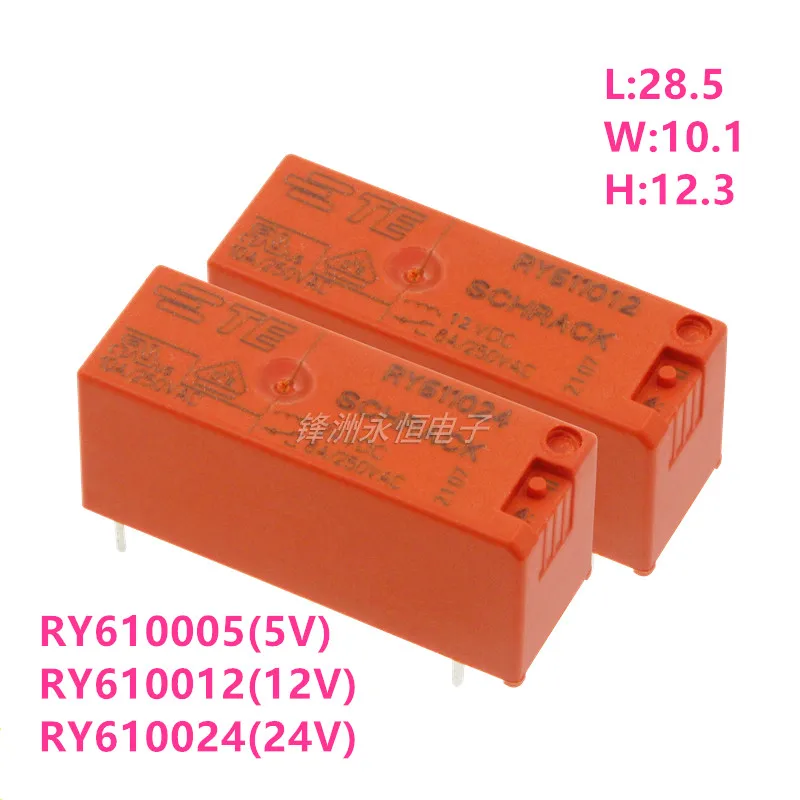 

Реле мощности TE SCHRACK RY610005 5 в постоянного тока RY610012 12 В постоянного тока RY610024 24 В постоянного тока 8 а/250 В переменного тока 5 контактов, 2 шт./партия, оригинал