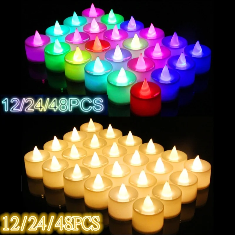 

Lights Wedding Wedding Party Birthday Decorations Tea For Tealight Romantic Candles Candles 12/24/48pcs Light Flameless