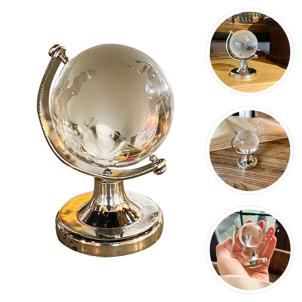 

Globe Decor World Earth Crystal Geographic Map Sphere Mini Glass Roundornament Paperweight Desktopetched Stand Geography Display