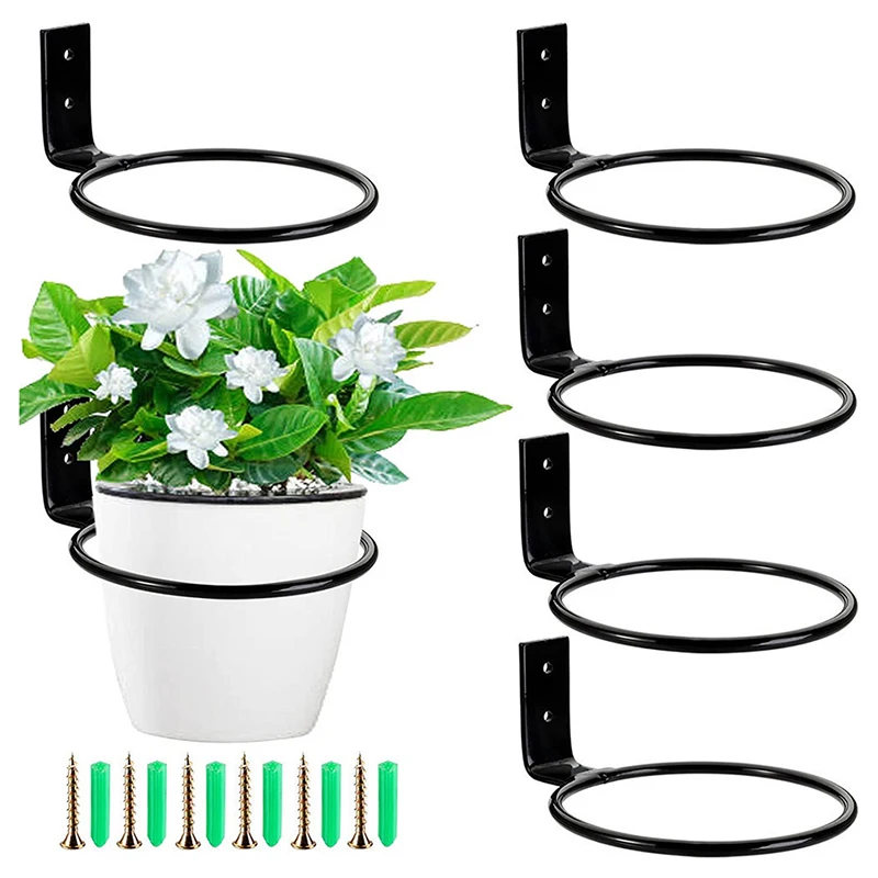 

1Pc Metal Wall Hanging Ring Practical Flowerpot Dog Food Holder Ring Wall Mounted Easy Install Planter Holder Ring for Home