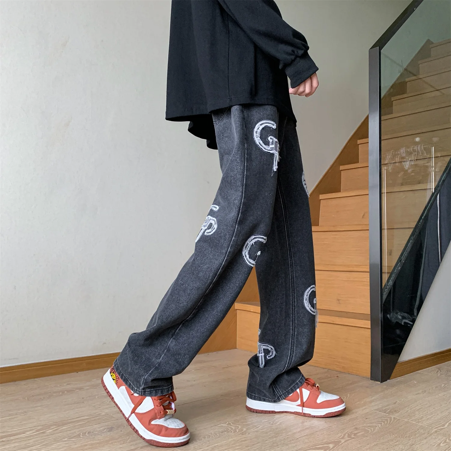 Jeans For Men 2023 Fashion Streetwear Baggy Jeans Man Hip Hop Y2k Youth Trousers Cross Denim Pants Men Cargo Pant Punk Clothing