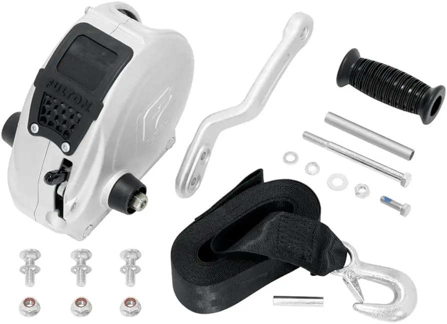 

F2 Trailer Winch with Strap - 1600 lb. Load Capacity, Silver