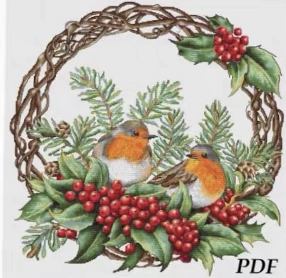 DIY needle work Birds on Berry Wreath 55-55 Cross Stitch Set Counted Kit 28ct 14ct 32ct Metallic aida