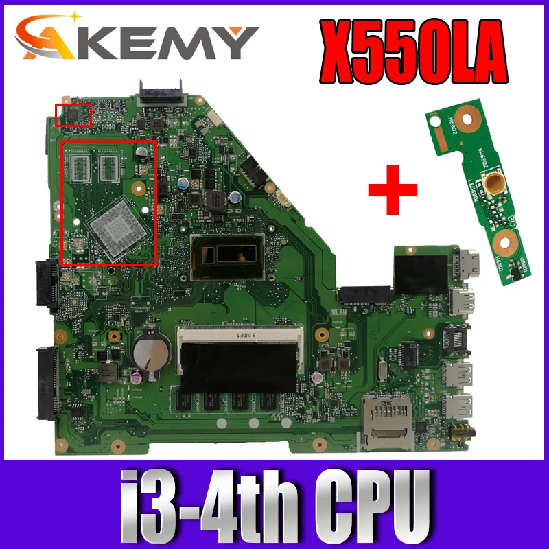 

X550LA Motherboard i3-4th CPU 4GB RAM LVDS For Asus A550L X550LD R510L X550LC X550L X550 laptop Motherboard X550LA Mainboard