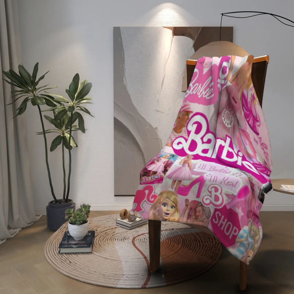 Одеяло Барби среднего размера фланелевое мягкое одеяло теплое для дома и