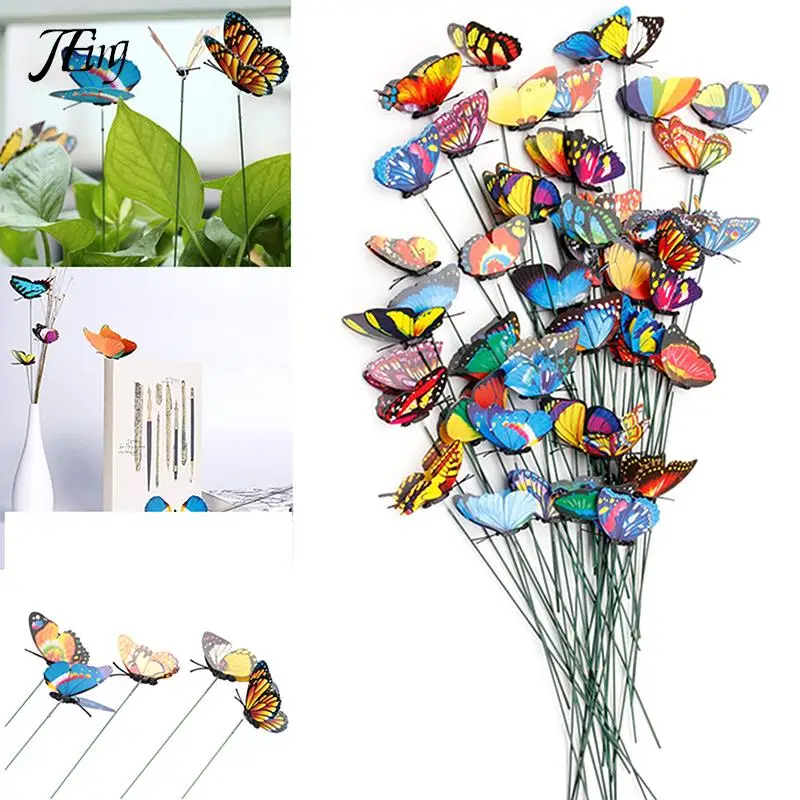 

25pcs Bunch of Butterflies Garden Yard Planter Colorful Whimsical Butterfly Stakes Decoracion Outdoor Decor Gardening Decoration