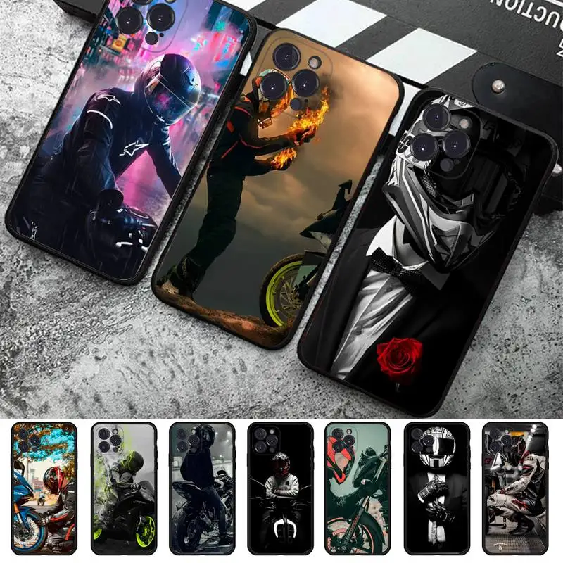 

Fashion Motorcycle Man Phone Case For iPhone 14 11 12 13 Mini Pro XS Max Cover 6 7 8 Plus X XR SE 2020 Funda Shell