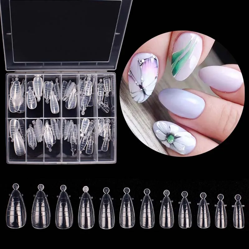 

120Pcs Box Almonds Dual Nail Forms For Quick Building Poly UV Gel Top Forms Tips Extension Mold Full Acrylic Upper Forms