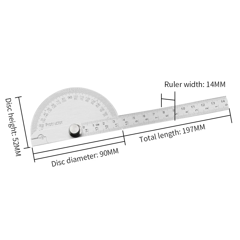 

180-градусный транспортир, металлический угловой искатель, угловая линейка, деревообрабатывающие инструменты, измерительная линейка, измеритель угла, гониометр из нержавеющей стали