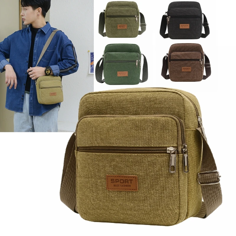 

Crossbody Satchel Bags Canvas Work Packs For Business Sling Male Men Men's Handbags Small Bag Waterproof Messenger Pack Shoulder