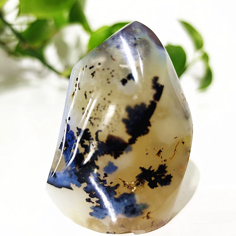 

Natural Stone moss agate ice cream Flame shaped witchcraft spiritual meditation energy Stone home Feng Shui Crystal ornaments