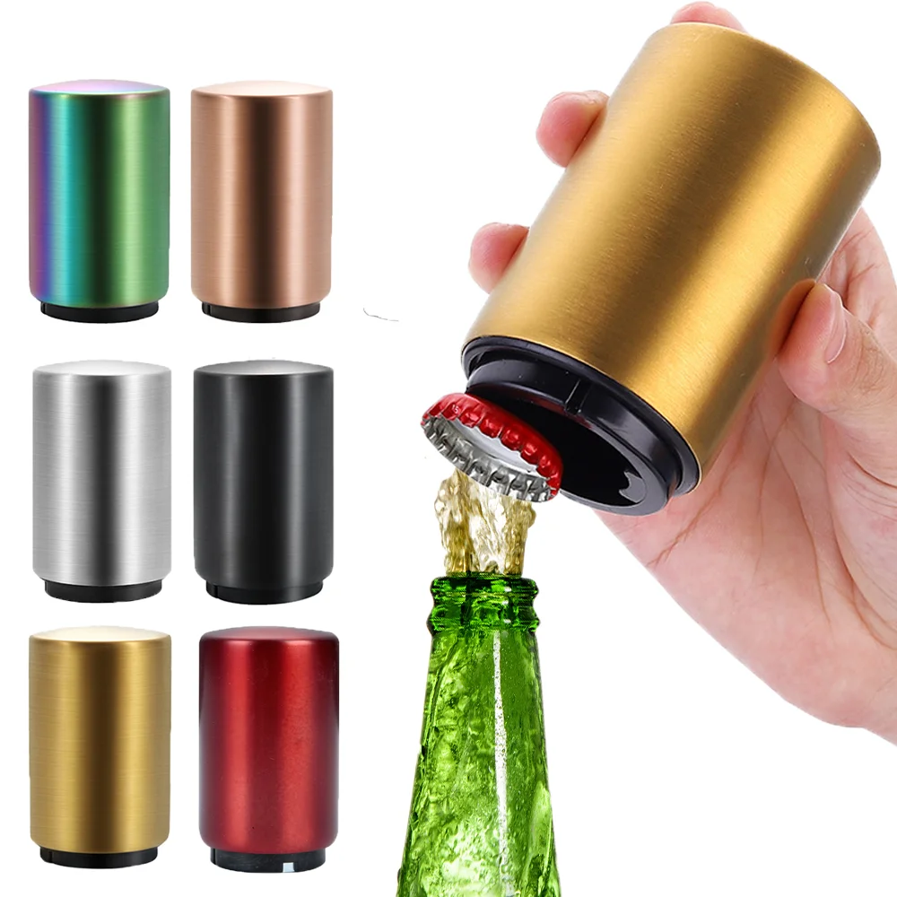 

Viboelos Automatic Beer Bottle Opener Corkscrew Magnet Beer Opener Push Down Opener Wine Beer Soda Cap Opener Kitchen Accessorie