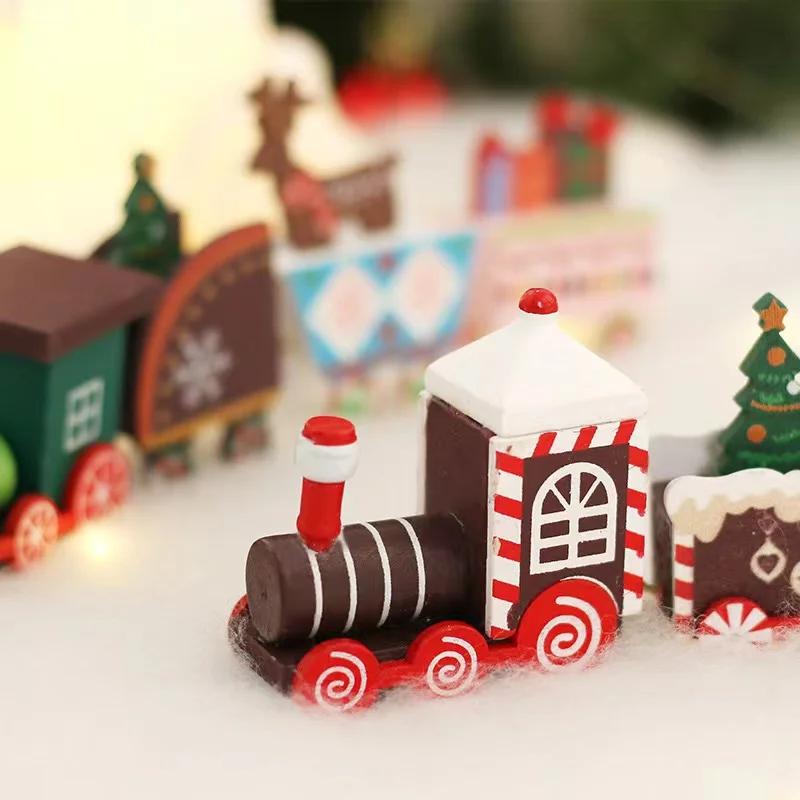 

Christmas Decorations Small Train Wooden Ornaments Children Love Painted Toys