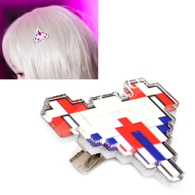Cosplay Danganronpa 2 Chiaki Nanami Small Plane Pixel Hairpin Hairpin Fashion Cartoon Headdress Cosplay Accessories Ladies Gifts