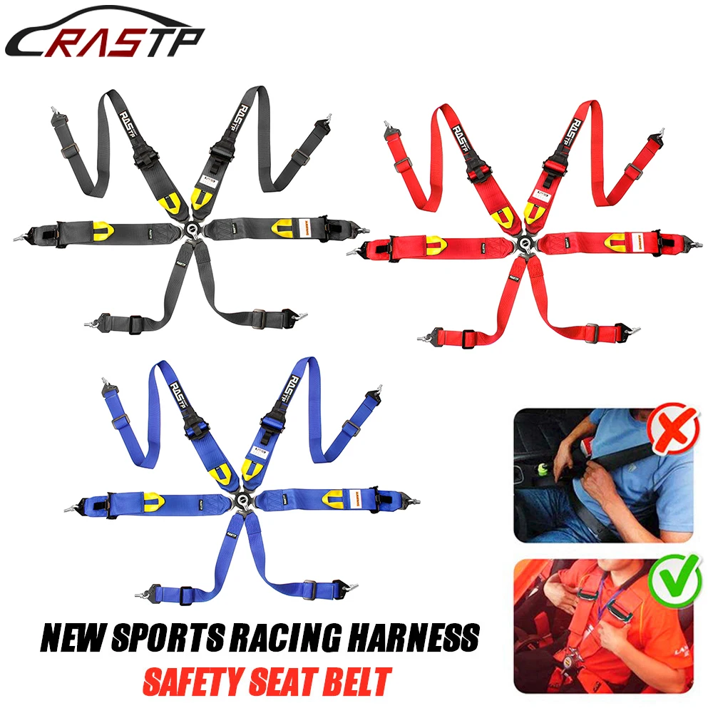 

RASTP-Universal 6 Point Snap-In 2"/3" Racing Car Safety Belt Sports Adjustable Seat Belt Harness Cam Lock Quick Release BAG060