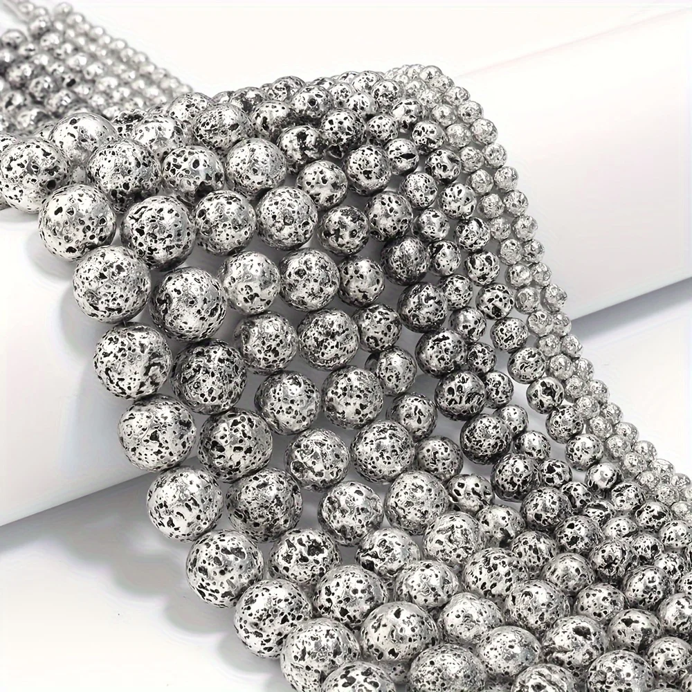 4-12 мм античный серебряный гематит вулканическая ткань круглые бусины свободные