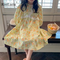 rinilucia girl casual dress 2022 autumn new fashion princess dresses girls costumes plaid lace outfits baby girls vestidos