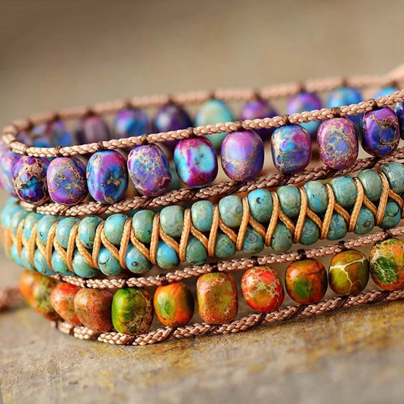 Великолепные браслеты из бисера с натуральным камнем яшма браслет женский для