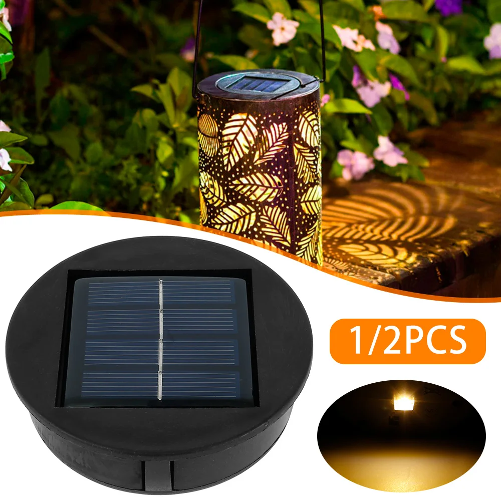 

1/2Pcs Solar Lights Replacement Top LED Solar Panel Lantern Lid Lights Lantern Light Replacement Outdoor Solar Light Battery Box