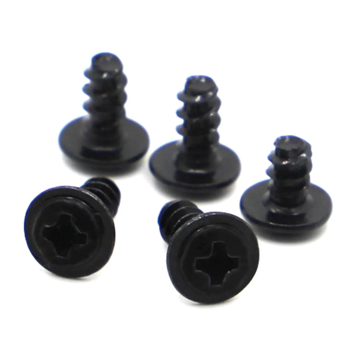 

50pcs M1.4 M1.7 M2 M2.3 M2.6 M3 M4 Phillips Screw PWB Round Head With Washer Self- tapping Screw Black Plated PWB Screw