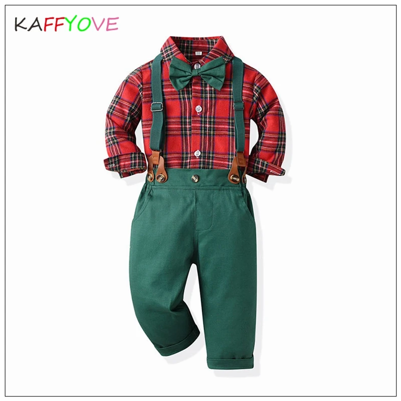 

Kids Clothes Set Gentleman Party Wedding 1 To 7 Yrs Wedding Christmas Clothing Full Sleeve T-Shirt+Belt Pants Baby Boy Outfits