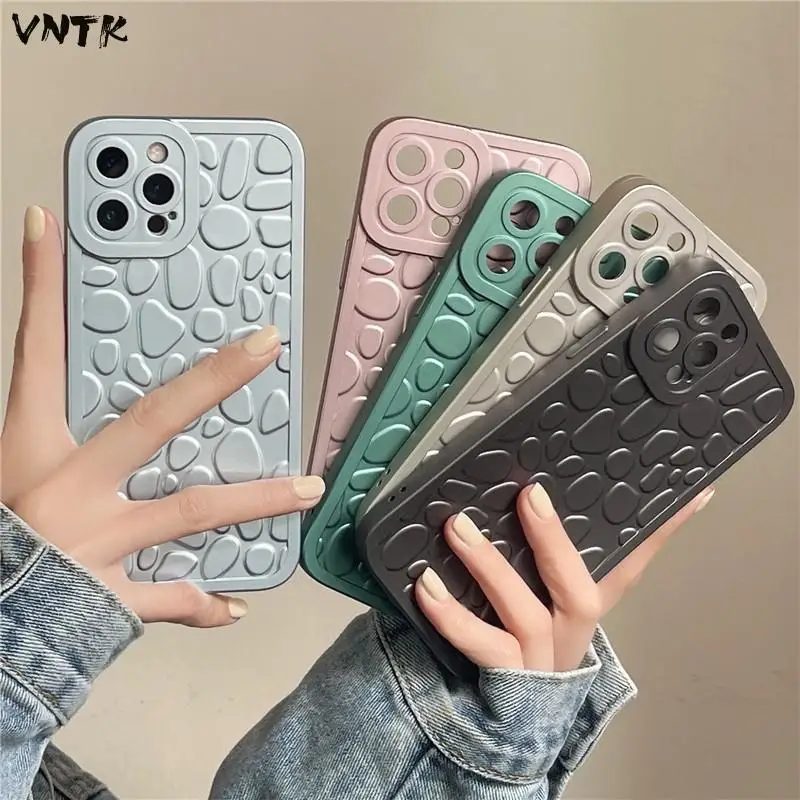 

Creative Cobblestone Pattern Three-dimensional Couple Soft Case For Iphone 11 12 13 Pro Max 7 8 Plus Xr X Xs Se 2 Cover Fundas