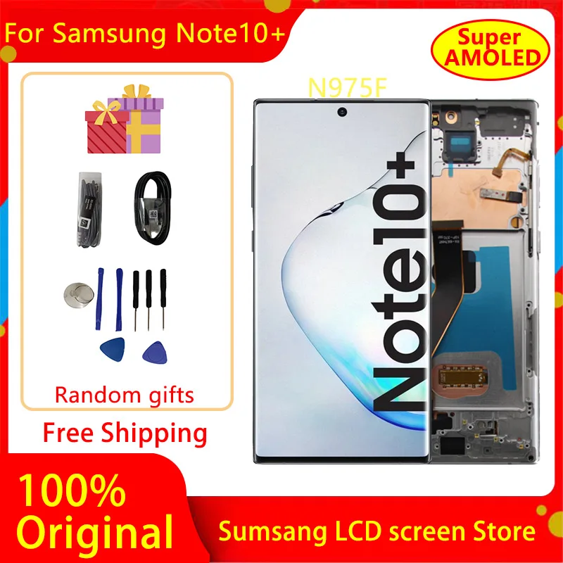 Оригинальный AMOLED Note 10 Plus ЖК-экран для Samsung Galaxy note10 Plus Lcd N975 N9750 N975F с рамкой ЖК-дисплей сенсорный экран