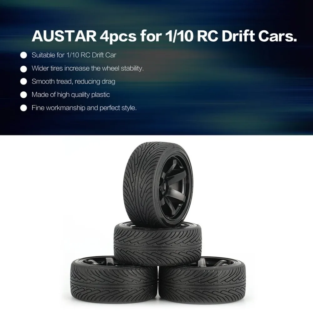 

AUSTAR AX 4pcs 64mm Hard Plastic Rim Tyre Tire Wheel for 1/10 RC Drift Car Model HSP HPI Component Spare Parts Accessories tt