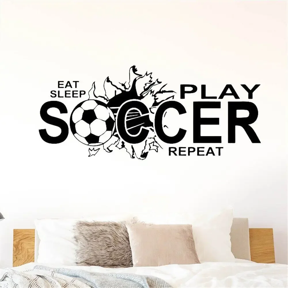 Настенная футбольная наклейка Eat Sleep Play SOCCER Vinyl наклейки на стену с цитатой дети