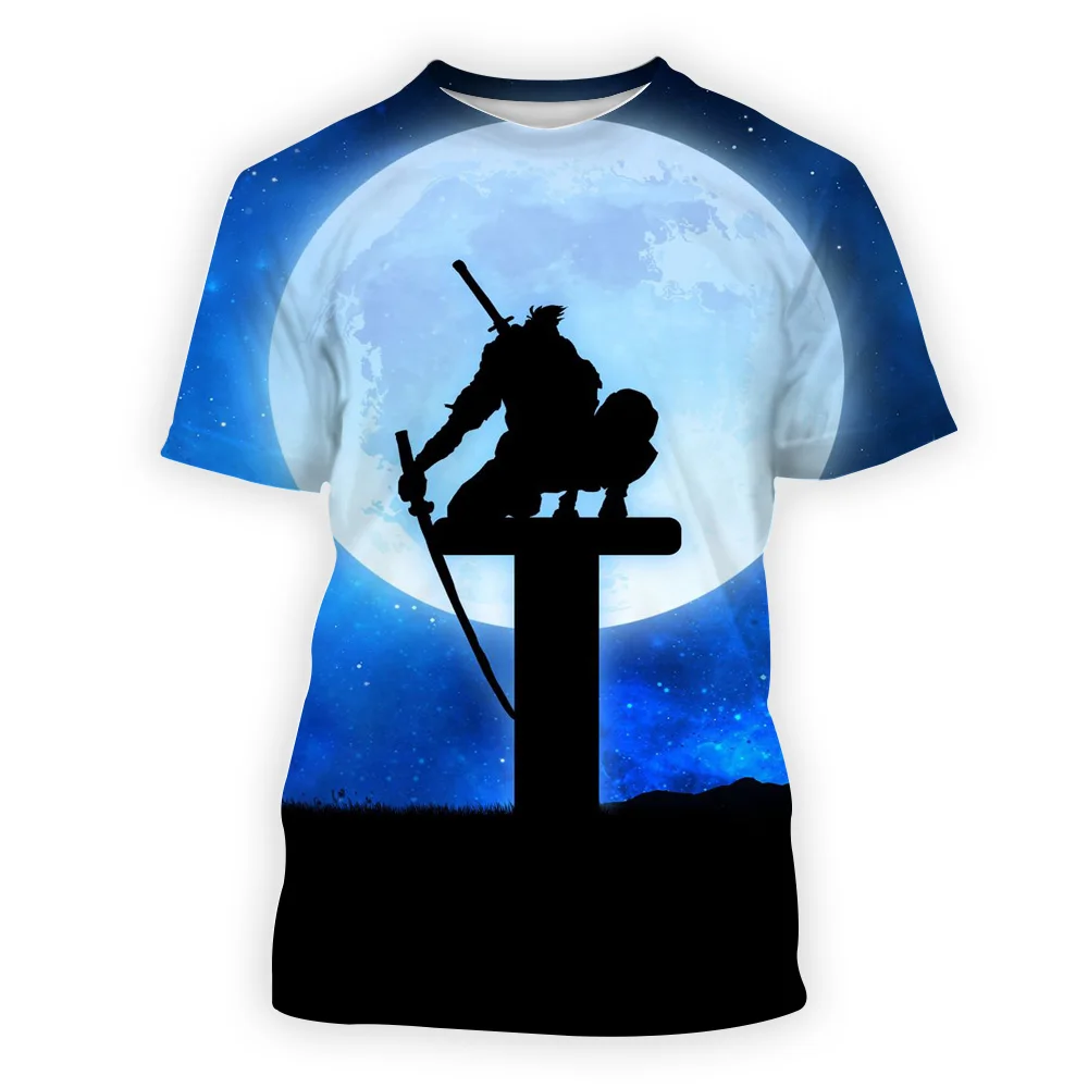 Cool Sekiro Shadows Die Twice Mens T Shirt Tops Casual Streetwear 3D Print Sakura Japanese Samurai Mens Tee Shirt Homme Tops