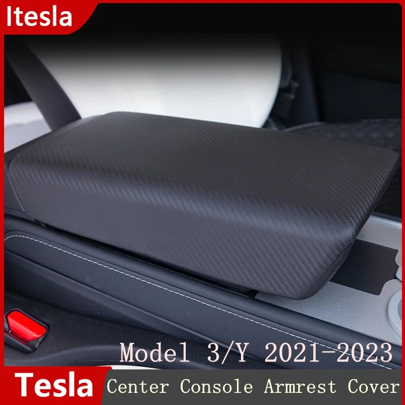 Armrest Box Cover For Tesla Model 3 Y 2021 2022 2023 Center Console Arm Rest TPE Cover Car Accessories Auto Interior Parts