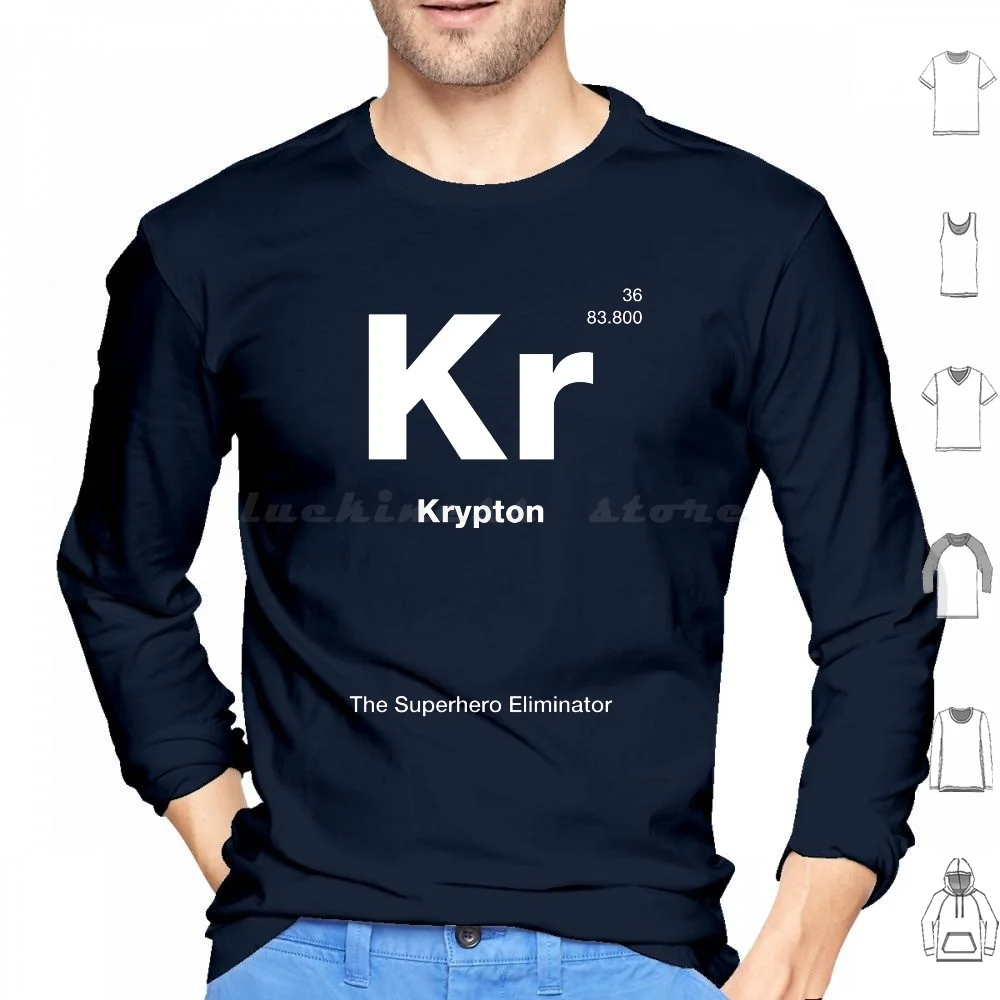 

Худи Krypton с изображением супергероев, худи с длинным рукавом, научная химическая школа смешной ботан, периодическая химическая Таблица